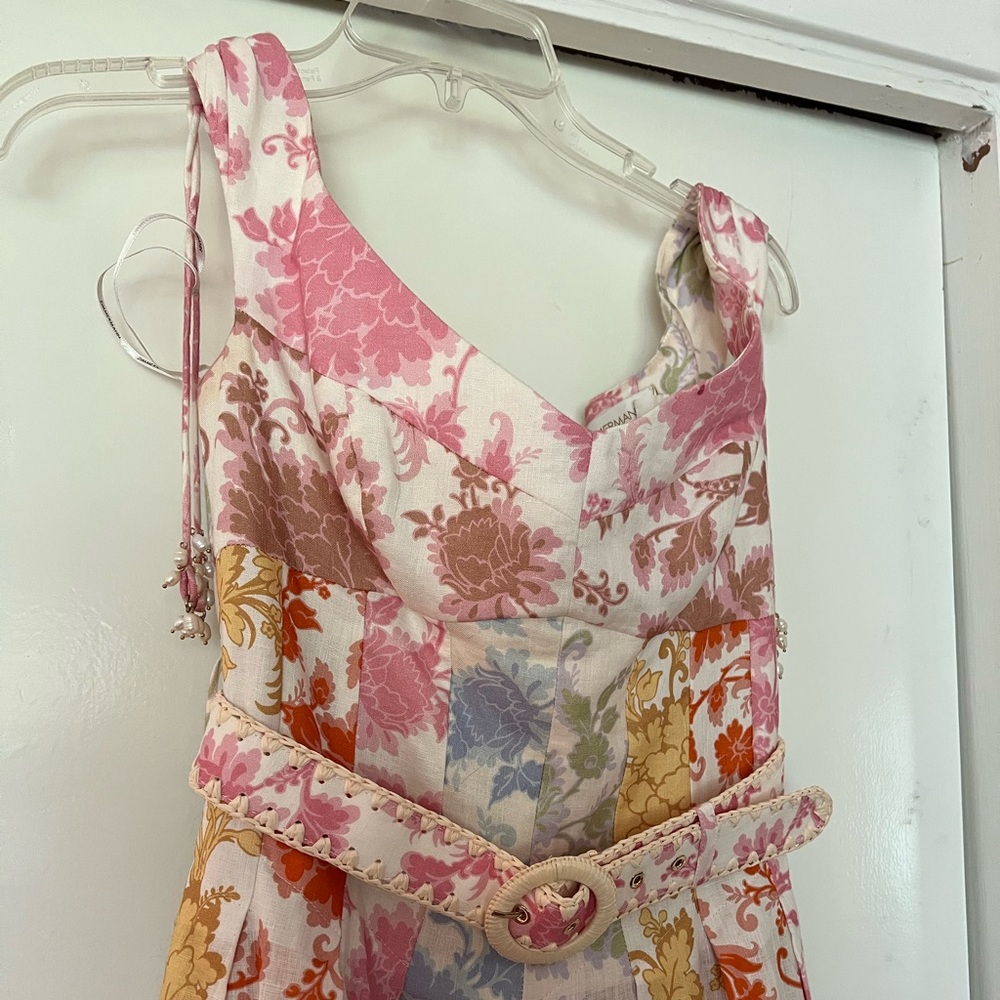 Zimmermann Postcard Spliced Midi Dress in Rainbow Floral – Size 1 / US Small - Picture 5 of 8